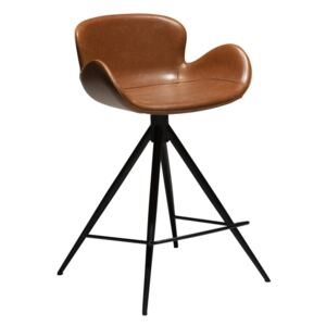 Koňakově hnědá barová židle z eko kůže DAN–FORM Denmark Gaia, výška 87 cm