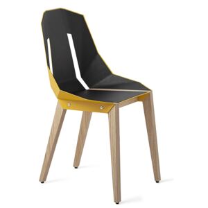 Žlutá čalouněná židle Tabanda DIAGO s dubovou podnoží