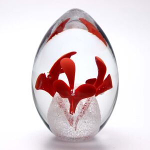Artcristal Bohemia Skleněné těžítko vajíčko - dekor 04, 7 cm, Červená