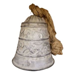 Šedý plechový zvonek s patinou - Ø 12*15cm