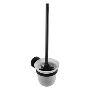 Sapho X-ROUND BLACK WC štětka nástěnná, miska mléčné sklo, černá (104113010) XB300
