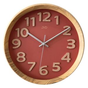 Nadčasové plastové nástěnné designové hodiny JVD HT073.1 v imitaci dřeva