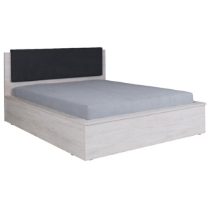 Manželská postel KOLOREDO + rošt, 160x200, dub bílý/grafitová