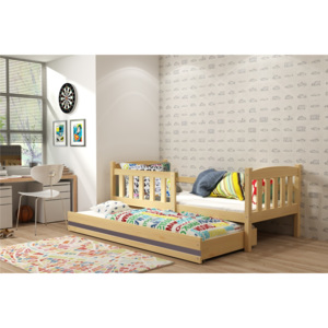 B2b1 BMS-group Dětská postel s přistýlkou KUBUS 2 80x190 cm, borovice/grafitová Pěnová matrace