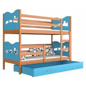 Patrová postel MAXIM včetně úložného prostoru (Olše), Modrá