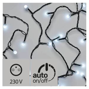 LED vánoční venkovní řetěz, kuličky, 30m, studená bílá Emos ZY1602T