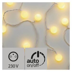 LED vánoční venkovní řetěz, kuličky, s časovačem, 4m, teplá bílá Emos ZY2021T