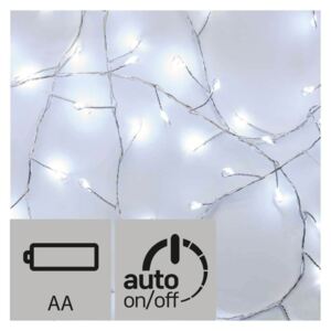 LED vánoční nano řetěz na baterie, s časovačem, 2,4m, studená bílá Emos ZY2045