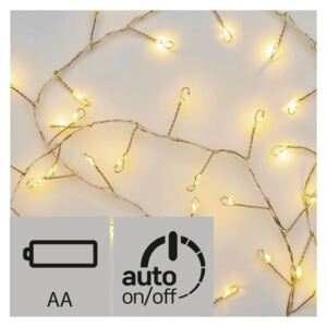 LED vánoční nano řetěz na baterie, s časovačem, 2,4m, teplá bílá Emos ZY2044