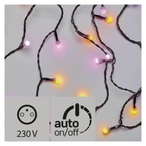 LED vánoční venkovní řetěz, kuličky, s časovačem, 4m, žluté/růžové diody Emos ZY2020T