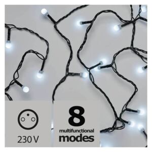 LED vánoční venkovní multifunkční řetěz, kuličky, 8m, studená bílá Emos ZY2027