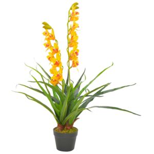Umělá rostlina orchidej s květináčem žlutá 90 cm