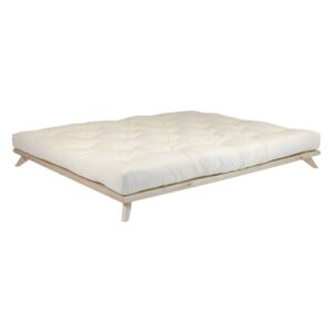 Dvoulůžková postel z borovicového dřeva s matrací Karup Design Senza Comfort Mat Natural/Natural, 180 x 200 cm