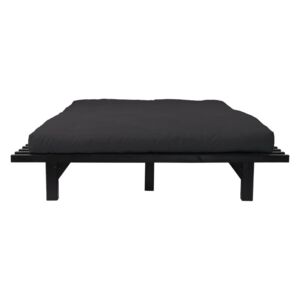 Dvoulůžková postel z borovicového dřeva s matrací Karup Design Blues Comfort Mat Black/Black, 200 x 200 cm