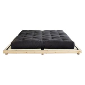 Dvoulůžková postel z borovicového dřeva s matrací a tatami Karup Design Dock Comfort Mat Natural/Black, 180 x 200 cm