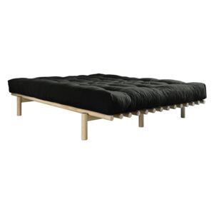Dvoulůžková postel z borovicového dřeva s matrací Karup Design Pace Comfort Mat Natural/Black, 180 x 200 cm