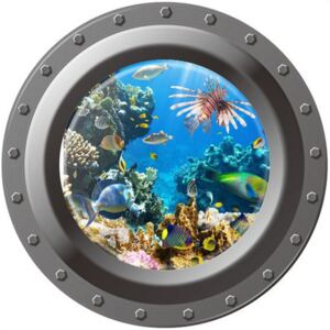 ZOOYOO Samolepka na zeď Ponorka okno podmořský svět 3D 43 x 43 cm