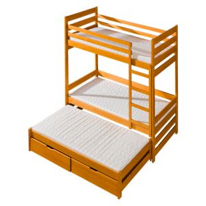 Dřevěná dětská patrová postel pro tři osoby Filip