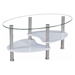 Tempo Kondela Konferenční stolek, ocel/sklo/bílá extra vysoký lesk HG, AXEL NEW