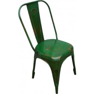 Industrial style, Zelená kovová židle s patinou 95 x41 x50 / sedadlo 48 cm (320)