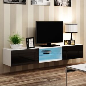 Nástěnný TV stolek CAMA VIGO 180 GLASS, bílo/černý SKLADEM 3ks