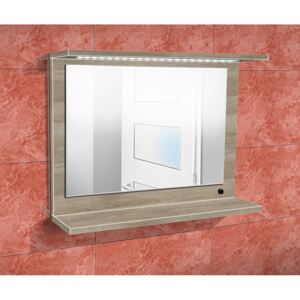 Nabytekmorava Závěsná koupelnová skříňka se zrcadlem K12 barva skříňky: dub stříbrný, barva dvířek: dub stříbrný lamino