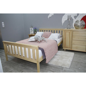 Manželská postel SWAG + pěnová matrace DE LUX 14 cm + rošt, 180x200, přírodní