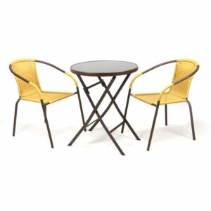 Zahradní set BISTRO 2 židle + stůl - béžový polyratan - OEM D35222