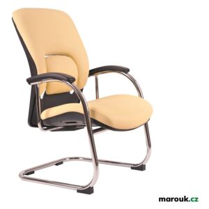 Konferenční židle Office Pro VAPOR MEETING – pravá kůže, chrom Kůže F02 béžová