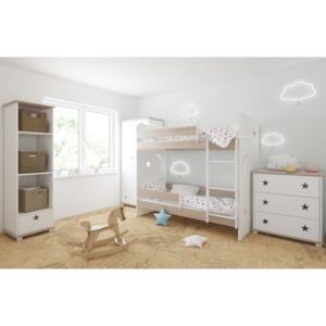 BabyBeds Dětská patrová postel STARS II 180x80 Barevné provedení: Dub, Úložný prostor: Ne, bez úložného prostoru