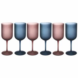 VILLA D’ESTE HOME Set sklenic na víno Oslo 6 kusů, modrá/růžová, matná, 450 ml