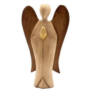 Hati Dřevěný Anděl Přátelství 20cm (Pěkný, ručně vyřezávaný ze dřeva Suar Anděl přátelství 20cm)
