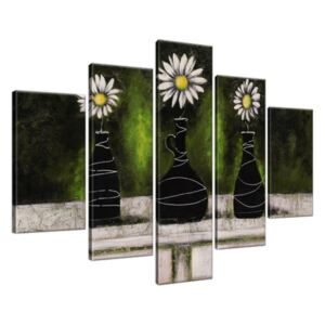 Ručně malovaný obraz Kopretinové zelené trio 150x105cm RM2468A_5H