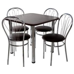 Levný jídelní set 4 + 1 - 4 židle + čtvercový stůl písková - AL10