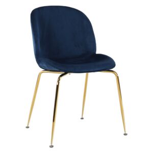 Židle, modrá/gold chrom-zlatá, PORTIA