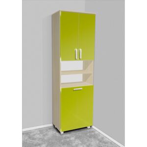 Nabytekmorava Vysoká koupelnová skříňka s košem K16 barva skříňky: akát, barva dvířek: lemon lesk