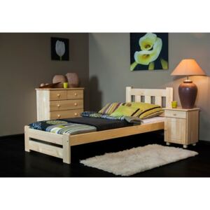 Dřevěná postel Mila 90x200 + rošt ZDARMA borovice