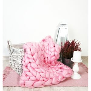 Pletená deka ružová 60 x 80 cm EMI