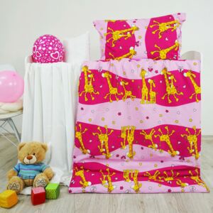 Obliečky detské žirafy ružové EMI