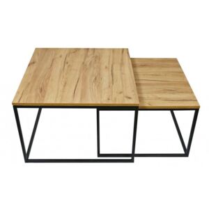Konferenční stolek Ravelo - set 2 kusů (dub craft, černá)
