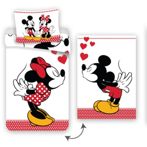 Jerry Fabrics Bavlněné povlečení Mickey and Minne in Love, 140 x 200 cm, 70 x 90 cm