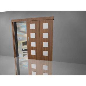 Posuvné dveře Posuvné dveře dvoukřídlé sklo quadras ořech dijon lamino 18mm
