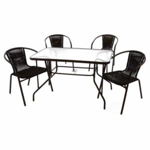 Garthen D37023 Zahradní set polyratanové 4 židle a skleněný stůl
