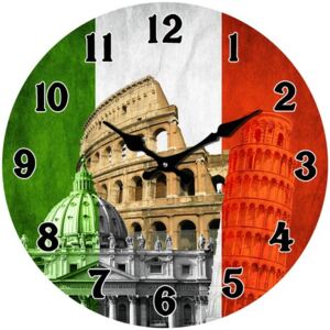 Postershop Nástěnné skleněné hodiny: Itálie - 34 cm