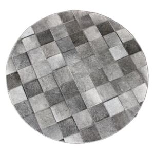 Kožený koberec SKEJBY šedý M, kulatý M