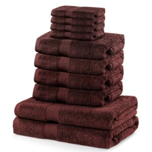 DecoKing Sada ručníků a osušek Marina tmavěhnědá, 4 ks 30 x 50 cm, 4 ks 50 x 100 cm, 2 ks 70 x 140 cm