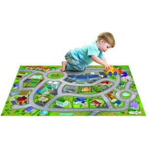 HOUSE OF KIDS Dětský hrací koberec Město letiště 3D 100x150 zelený