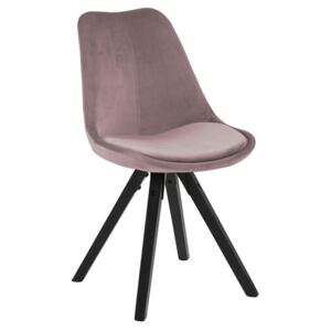 SCANDI Růžová sametová jídelní židle Damian s černou podnoží