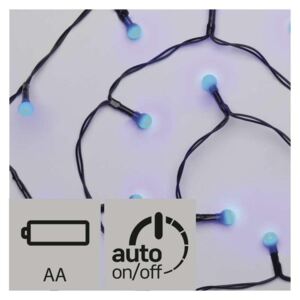 LED řetěz – kuličky, modrá, časovač - 1,5m
