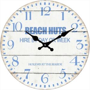 Postershop Nástěnné skleněné hodiny: Beach Huts - 34 cm